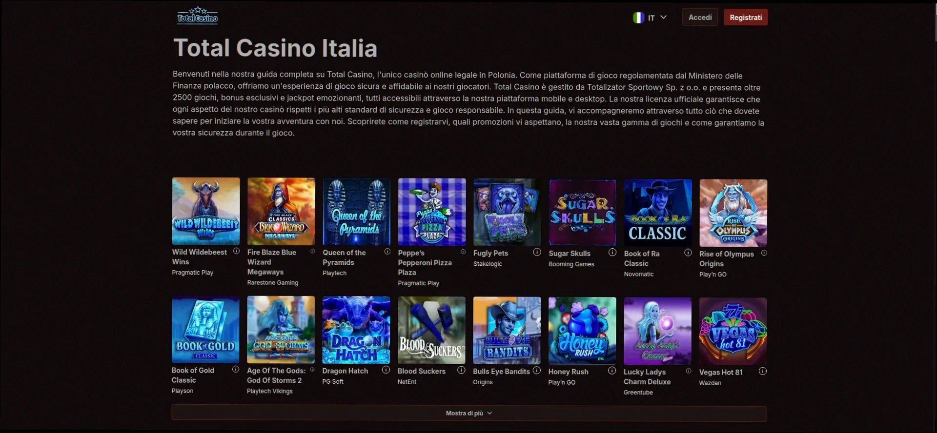 Total Casino - 100% fino a 1.000€ + 200 Giri Gratuiti